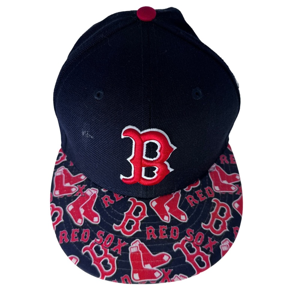 New‎ Era MLB Boston Red Sox 59FIFTY Fitted Hat Logo Print Black Size 6 5/8